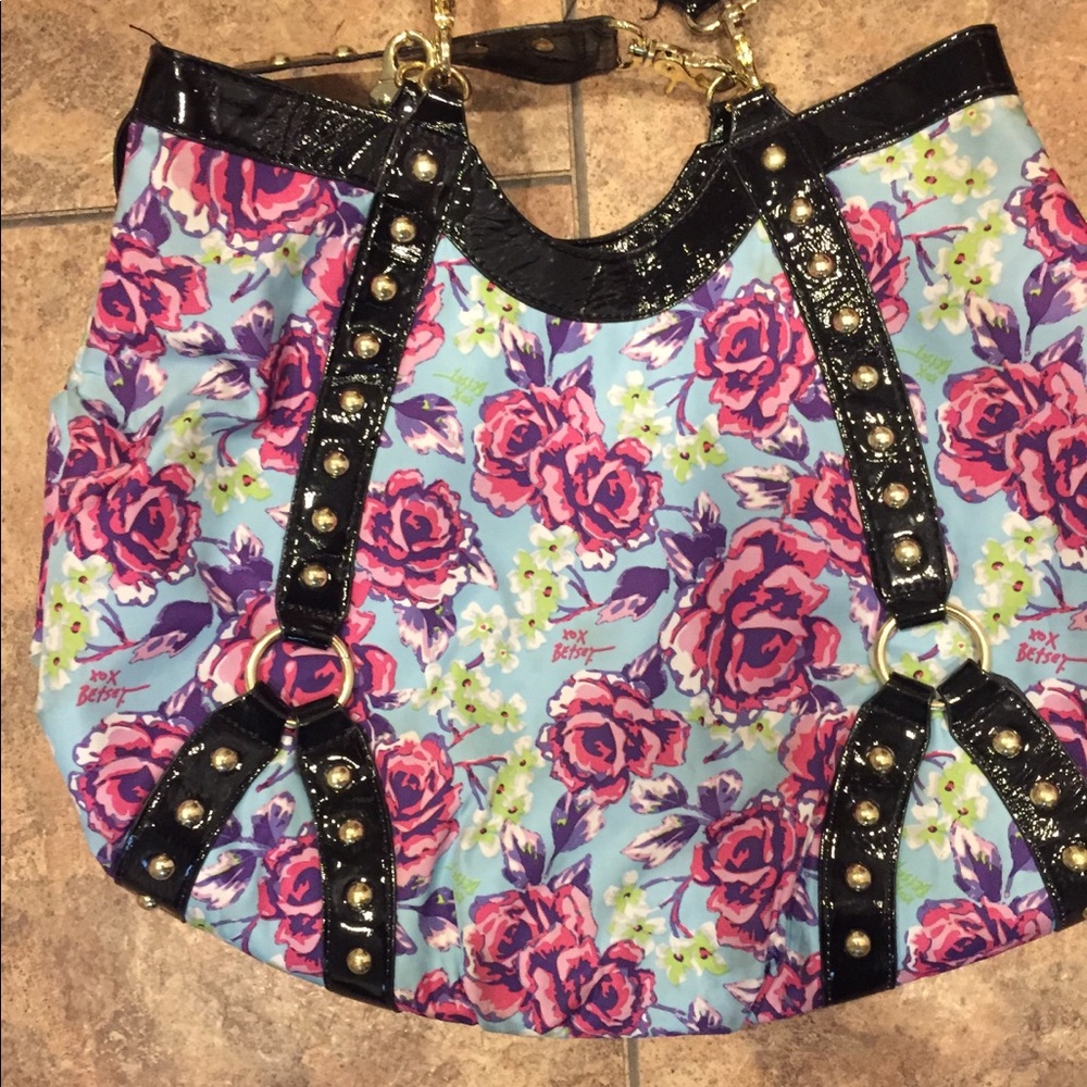 Betsey johnson Purse bag blue flower floral rose